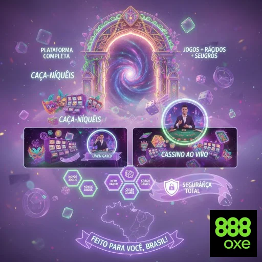Interface de caça-níqueis da 888oxe, incluindo cassino ao vivo.