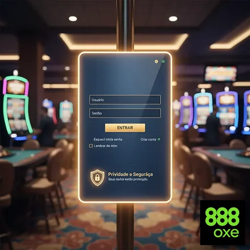 Tela de login do 888oxe entre máquinas de slot.