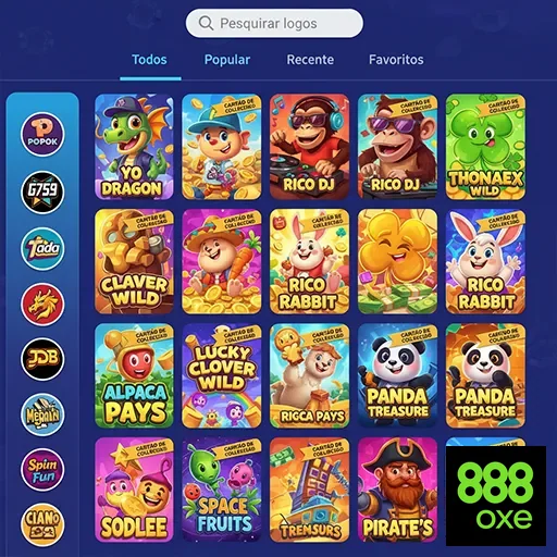 Tela da 888oxe mostrando slots variados disponíveis.