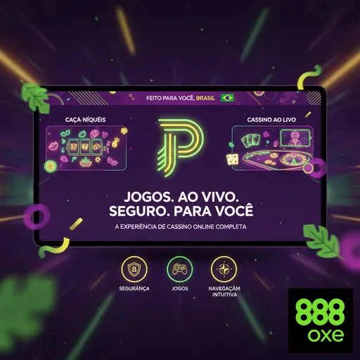 Tela da 888oxe exibindo caça-níqueis e cassino ao vivo.