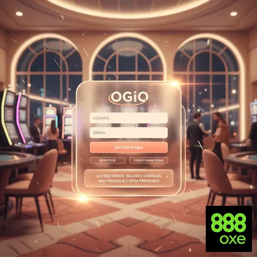 Tela de login da 888oxe em ambiente de cassino online.
