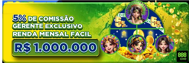 Imagem da promoção da 888oxe, destacando 5% de comissão e prêmios.