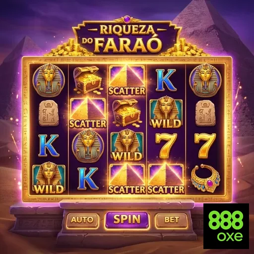 Interface do jogo Riqueza do Faraó na 888oxe.