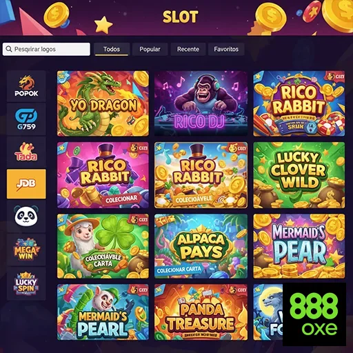 Tela inicial do 888oxe com acesso rápido aos slots disponíveis.