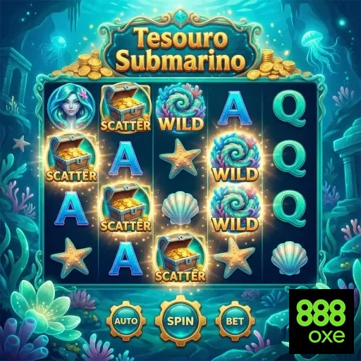 Slot 'Tesouro Submarino' da 888oxe com temas subaquáticos.